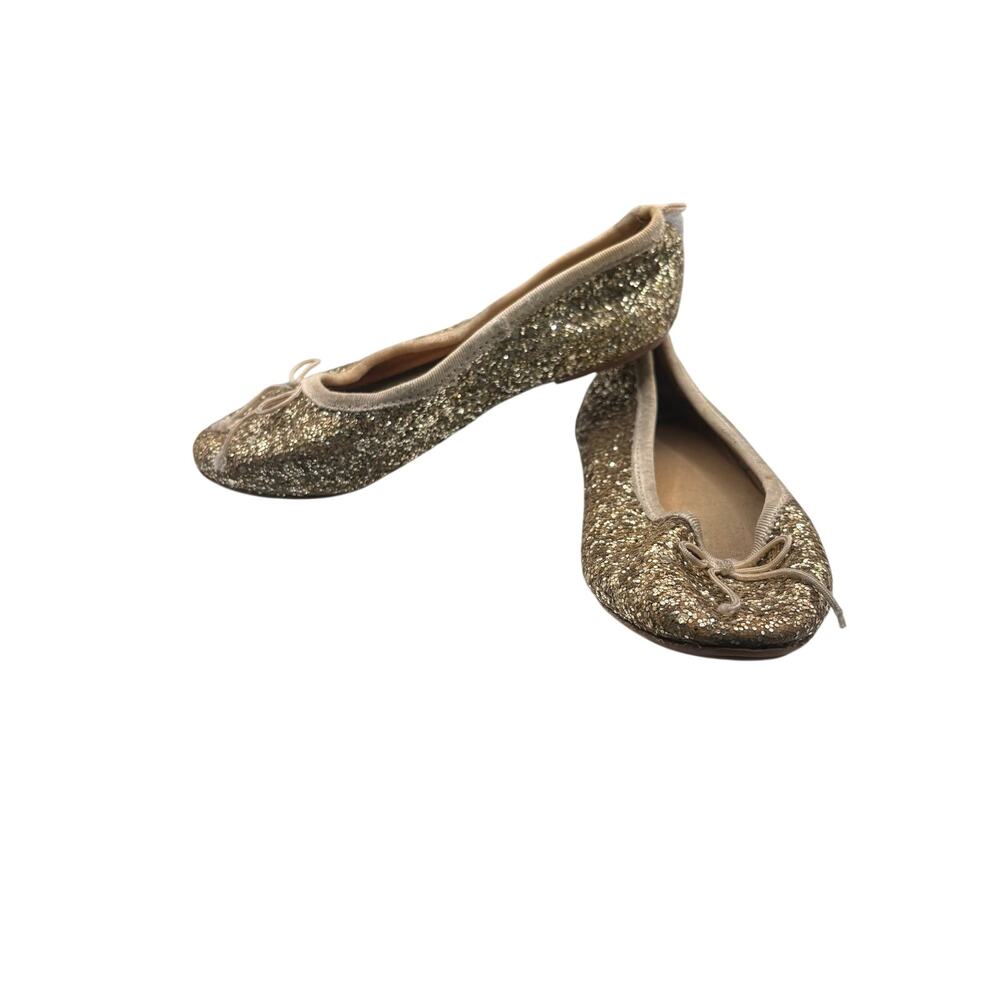 Crewcuts Girls Size 11 Gold Glitter Ballet Flats Slip On Round Toe Shoes